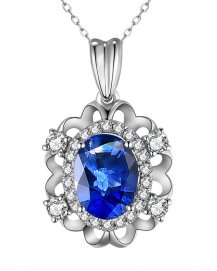 OVAL SAPPHIRE DIAMOND PENDANT (TP2990)